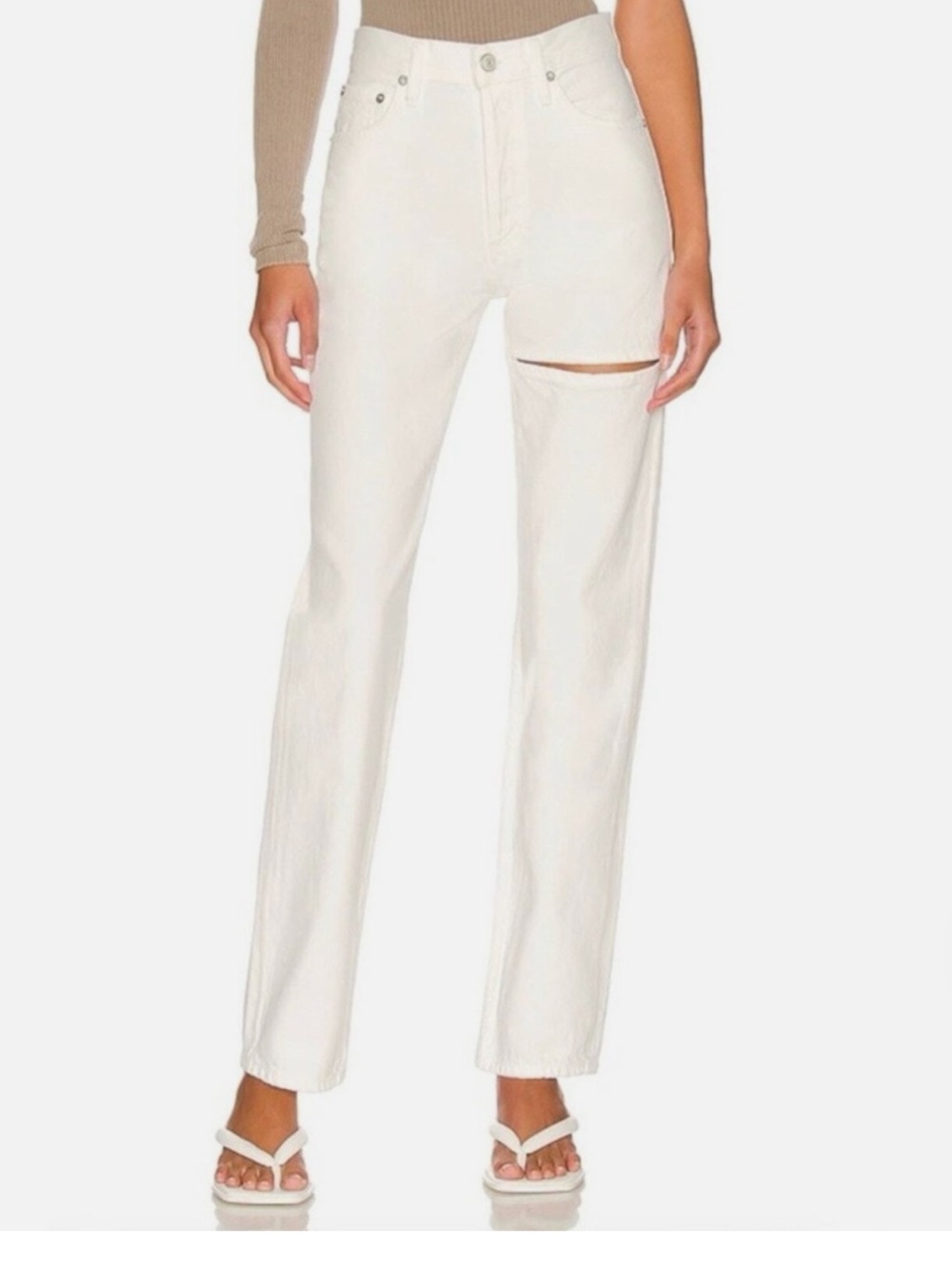 Agolde Lana Straight Jeans in Element Women’s Cream Straight-Leg Jeans